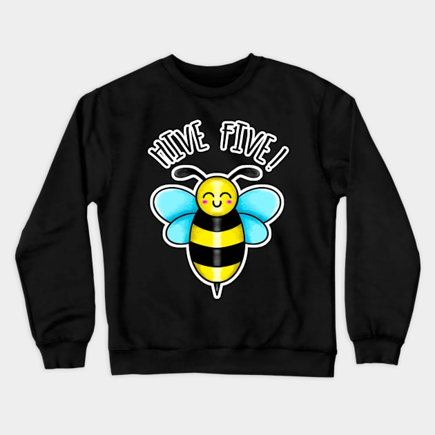 Kawaii Bee Hive Five Crewneck Sweatshirt by bolincradleyart